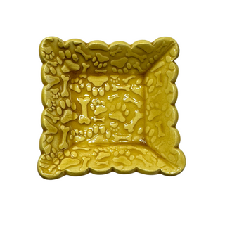 Puppy Feet Dog Feet and Bones Small Square Scalloped Tray