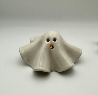 (In Process, Not Yet Finished) Halloween Ghost with Tea Light Handcrafted Pottery