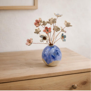 Handmade Ceramic Flower Vase Wire Flowers Small Pottery Vase Desk Spring Gift