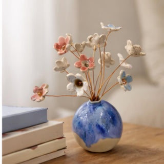 Handmade Ceramic Flower Vase Wire Flowers Small Pottery Vase Desk Spring Gift