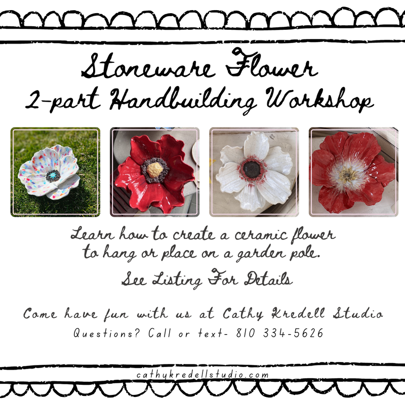 Stoneware Flower 2-Part Pottery Workshop
