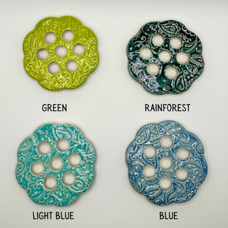 Stoneware Flower Frog for Wide Mouth Mason Jar Assorted Colors